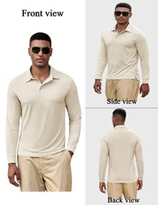 Chemise de golf à manches longues pour homme, polo boutonné élégant à motif graphique, couleur unie, pour un usage décontracté, professionnel ou en plein air, respirante - Product Image 3