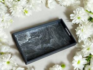 Plateau en bois argenté et gris et résine époxy, design géode fait main, 3 tailles, cadeau de pendaison de crémaillère, art fonctionnel, plateau TV, cadeau pour hôte - Product Image 5