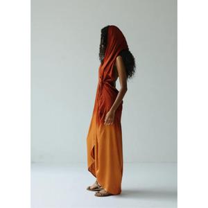 Women Ombre for Orange Eco-Friendly Natural Waist Floor-Length Sleeveless Draped Wrap Style <b>Boho</b> <b>Summer</b> Beach Maxi <b>Dress</b> - Product Image 4