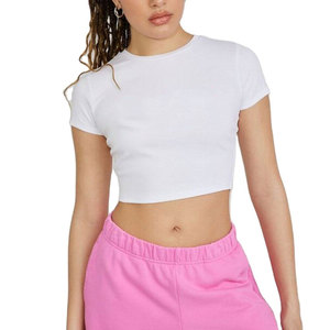 Women's Baby Tees Wholesale Trendy Crop Top Lightweight Summer Sportswear Slim Fit Fitness Yoga Gym Workout Top Short Sleeve - Product Image 1