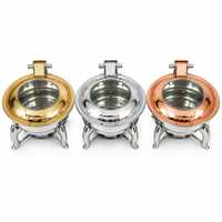 Casserole en acier inoxydable émaillé avec pieds dorés, couvercle en acier inoxydable, 24 cm, chauffe-plat isolé, design moderne et luxueux