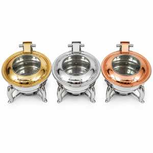 Enamel Coated Stainless Steel Casserole Dish Gold Legs Stainless Steel Cover 24cm Insulated Food Warmer Modern Luxury Design - Product Image 2