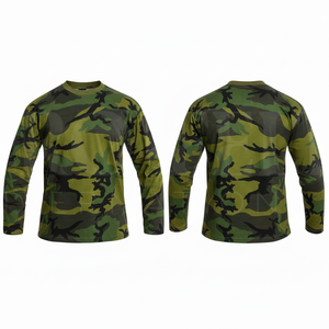 Apparel Clothing Long Sleeve Crew Neck Shirt Breathable Quick Dry <b>Camo</b> Print Sports Training Casual Performance <b>Top</b> for Men Wear - Product Image 5