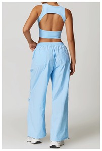 Camiseta sin mangas deportiva personalizada al por mayor para mujer, con espalda cruzada, cuello redondo acanalado suave, informal, para entrenamiento, correr, gimnasio, fitness, yoga - Product Image 5