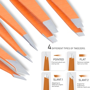 Pinzas de Precisión para Cejas de Acero Inoxidable de Grado Quirúrgico, Coloridas, para Dar Forma y Eliminar el Vello Facial, Herramientas para Cejas de Marca Privada - Product Image 1