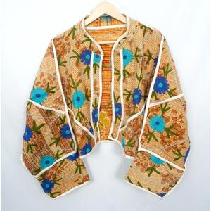 Eco Friendly Floral <b>Kantha</b> Handmade <b>Jacket</b> Quilted Patchwork Boho Coat Women Vintage Winter Outerwear - Product Image 4