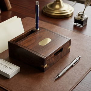 Handmade Indian Rosewood Stationery Rack | Wooden Pen Stand with Slip Holder Executive Office Desk Organizer Gift Premium Style - Product Image 5