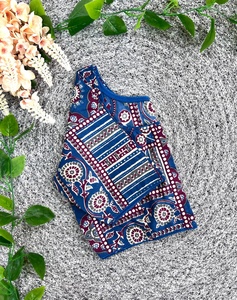 Modern Fashion Simple Wedding O-Neck Blouse material 100% PURE COTTON PRINT NON LINING WITHOUT PADDED height 15.5 inch - Product Image 3