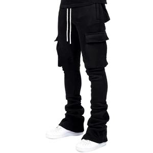 Joggers empilés personnalisés en coton épais 100 % délavé à l'acide, écologiques, pour hommes, style Hip Hop Streetwear, pantalons de survêtement évasés, fabricant OEM - Product Image 3