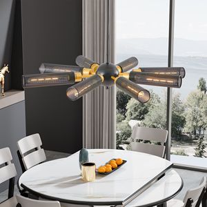 Moderno industriale 8 luci Sputnik lampadario in metallo oro nero ciondolo in Mesh sfumature E26 Base altezza regolabile per sala da pranzo - Product Image 3