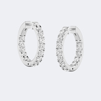 Boucles d'oreilles créoles pavées de diamants ronds 3.65CTW, couleur E-F, qualité VVS2, or, diamants de laboratoire, éclat intérieur-extérieur, bijoux pour femme, paire