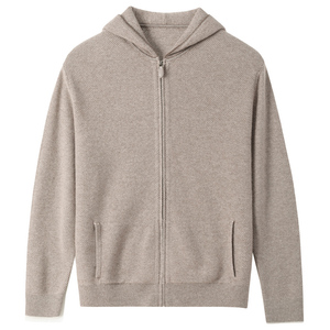 Men's Hooded Zip-Up Knitted <b>Sweatshirt</b> Solid Color Casual Hoodie Regular Fit Autumn Wear - Product Image 5