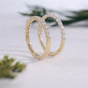 Anillo de Boda de Diamantes en Oro Amarillo, Anillo de Eternidad Apilable con Diamantes en Canal, Estilo Clásico, Joyería de Boda para Mujer - Product Image 3