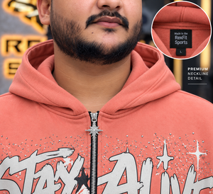 Sweat à capuche unisexe personnalisé avec fermeture éclair, style streetwear oversize, sweat-shirt graphique en polaire, veste d'hiver épaisse, vente en gros OEM - Product Image 2