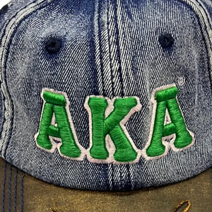 Green AKA Washed Denim Hat Embroidered Letter Baseball <b>Cap</b> <b>Vintage</b> Style Adjustable Cotton Denim Headwear Casual Fashion Hat - Product Image 6