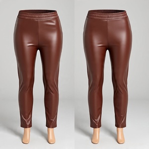 Pantalones de Cuero Sintético PU Impermeables para Mujer, Precio al por Mayor, Estilo Nuevo, Color Sólido, Cintura Alta, para Invierno - Product Image 5