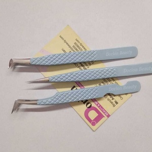Ensemble de pinces à cils en gros, couleur bleu ciel, volume personnalisé, best-seller, poignée diamantée, pinces à cils droites et pointues - Product Image 1