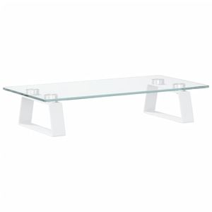 Support d'écran en verre trempé et métal blanc 15,7''x7,9''x3,1'' pour ordinateurs de bureau - Product Image 2