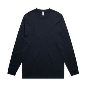 T-shirt à manches longues en jersey de coton uni pour homme, col rond, coupe classique, confortable pour tous les jours, couleur kaki délavée de qualité supérieure - Product Image 1