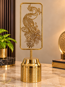 Sculpture de paon en métal doré de luxe pour table, avec un design en filigrane complexe, pièce d'art décorative élégante pour un décor haut de gamme - Product Image 2