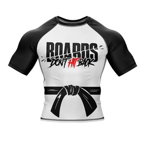เสื้อรัดกล้ามเนื้อสำหรับออกกำลังกายแบบสั้น ระบายอากาศได้ดี พิมพ์ลายด้วยความร้อน สีขาวตามสั่ง ราคาถูก คุณภาพสูง สำหรับ BJJ MMA แห้งเร็ว - Product Image 1