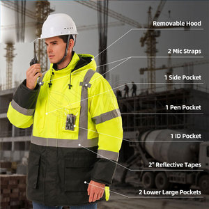 เสื้อแจ็คเก็ตนิรภัยสำหรับฤดูหนาว ผ้าฝ้าย/โพลีเอสเตอร์ สั่งทำพิเศษ มองเห็นได้ชัดเจน ระบายอากาศได้ดี พร้อมโลโก้ด้านหน้า - Product Image 5