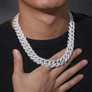 Men's S925 Silver Rhodium Plated Lab Grown Diamond <b>Statement</b> <b>Necklace</b> Link Chain Hiphop Jewelry Everyday Wear - Product Image 1
