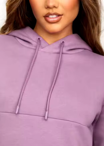 Wholesale <b>Women</b> Mauve Purple Two Piece Tracksuit <b>Set</b> with Cropped Drawstring Slim Fit Hoodie and <b>Jogger</b> Pants Custom Activewear - Product Image 4