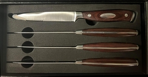 Handmade Carbon Steel 4-Piece <b>Steak</b> Set Kitchen Chef Pakkawood Handles Pure Leather Sheath Eco-Friendly Ultimate Durability - Product Image 2