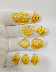 Colección de Anillos Clásicos de Filigrana Turca, Oro Sólido de 22K, Diseño Floral Tradicional, Joyería Ajustable para Mujer - Product Image 1