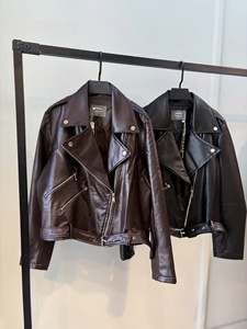 Custom <b>Biker</b> Leather <b>Jacket</b> Premium Soft PU Faux Leather Fabric Asymmetrical Zipper Waist Belt Custom Logo Printing Offer - Product Image 3
