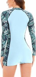 Maillot de bain de course pour femme à quart de zip, manches longues, avec logo frontal, en polyester recyclé, antibactérien, séchage rapide, pour paddle board - Product Image 3