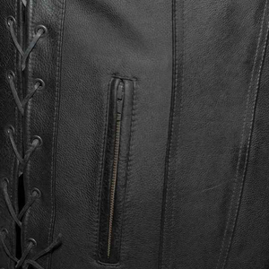 Gilet de motard sans manches en cuir véritable beige pour homme, design unique et respirant, idéal pour la saison hivernale - Product Image 5