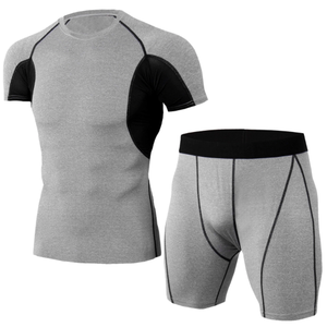 Conjunto de Compresión de Manga Corta Unisex Personalizado, Camiseta y Pantalones Cortos de Compresión de Secado Rápido, Transpirables, que Absorben la Humedad, para Gimnasio, 100% Poliéster - Product Image 5