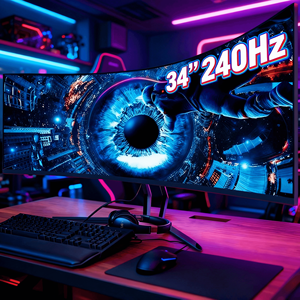 Moniteur de jeu incurvé 4K de haute qualité 240 Hz, 27 pouces, style 34 pouces, moniteur PC incurvé 4K, moniteur de jeu <span class=keywords><strong>32</strong></span> 3440*1440 <span class=keywords><strong>WQHD</strong></span> LED - Product Image 1