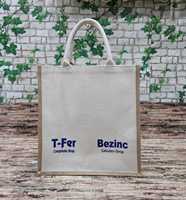 Sac fourre-tout en toile de jute Pharma Gifts, taille moyenne, imprimé lettres, à porter à la main, pour usage promotionnel, fermeture éclair, bandoulière, vente en gros