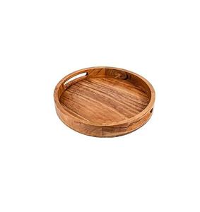 Assiette ronde simple en noyer noir, plateau de service en bois massif pour la maison, idéal pour le pain, les desserts, les graines de melon, les fruits secs - pour les fêtes - Product Image 4