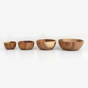 Bol rond en bois personnalisé, bol à nourriture en bois naturel pour salades, fruits, collations, desserts, petit-déjeuner, repas et décoration de table - Product Image 5