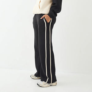 Plus Size <b>Women's</b> <b>Black</b> Wide Leg Sweatpants Mid Waist Elastic Drawstring Loose Fit Full Length Casual Knitted Cotton <b>Pants</b> With - Product Image 4