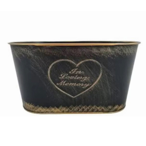 Jardinière en métal pour jardin avec finition brossée noire et dorée, pour intérieur et extérieur, jardinières et seaux à fleurs décoratifs - Product Image 1