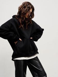 Oversized Cotton Fleece Pullover Hoodie Women Custom Streetwear Print Solid Sportswear <b>Drop</b> Shoulder Winter Front Breathable - Product Image 5