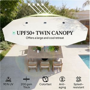 Ombrellone Solare Bianco Crema per Esterni, Terrazze e Cortili, Protezione Solare - Product Image 4