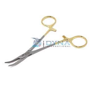 10 pièces pinces à moustiques incurvées à poignée demi-dorée pince Halsted hémostatique chirurgicale - Product Image 1