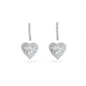 Heart Shaped American Diamond Earrings-Classic Hoop Style Natural VS1 IGI Certified - Product Image 2