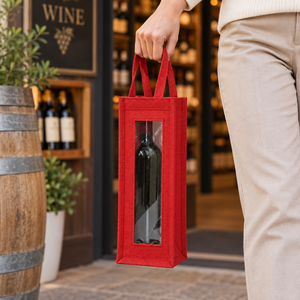 Sacs cadeaux pour bouteilles de vin en jute naturel laminé sans impression 13x36x13 cm Logo personnalisé Vente en gros OEM Marque privée Modèle SNC139 - Product Image 3