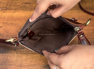 Hand Tooled Leather Cowhide Mini Crossbody Bag for <b>Women's</b> Wristlet Mobile Purse Custom Branded Western Cowhide Leather Handbag - Product Image 6