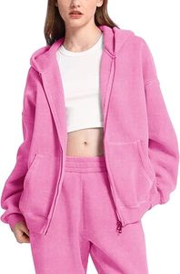 Womens Oversized Hooded Full <b>Zip</b> Sweatshirt Cotton Fleece Custom Print Embroidery Supplier - Product Image 5