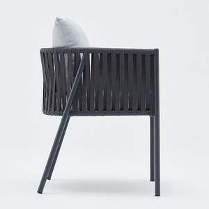 Modern Rope Living Room <b>Chair</b> with Metal Legs Solid Back Cushioned Armchair Tropical Design Outdoor Leisure Seat - Product Image 3