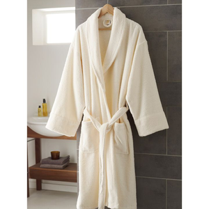 Peignoir en tissu éponge pour femme, long, à manches longues, avec ceinture, doux, 100% coton, style classique, pour l'hiver - Product Image 2