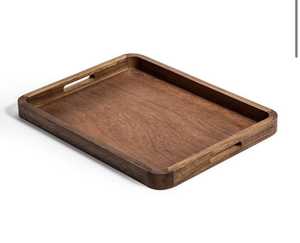 Plateau de service rectangulaire en bois, design classique, finition polie, durable pour aliments, boissons, fruits, collations, mariage, artisanat - Product Image 1